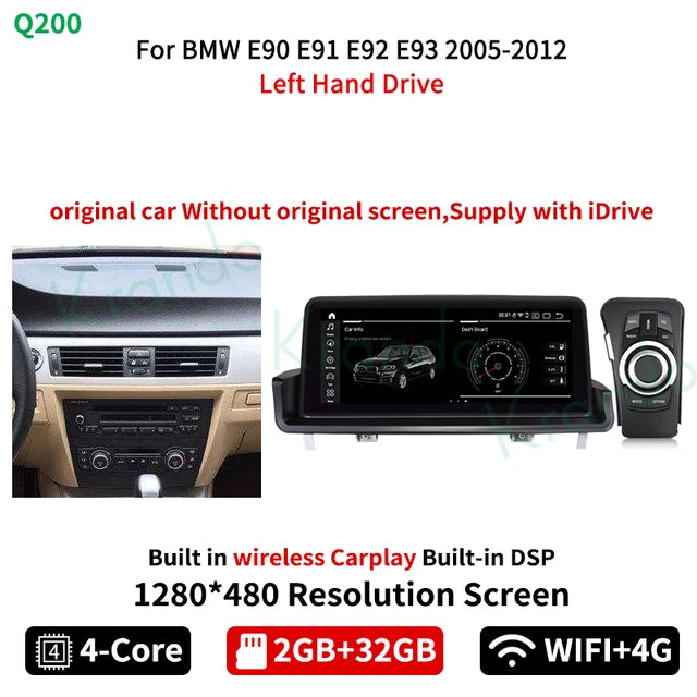 Krando Android 10.25'' Car Radio GPS stereo For BMW 3 Series E90 E91 E92 E93 320d 2005 - 2012 head unit navigation multimedia system wireless carplay android auto
