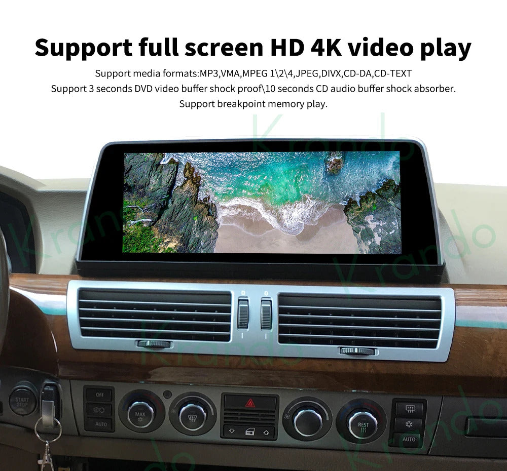 Krando 12.3'' GPS Navigation Carplay Car Radio For BMW 7 Series E65/E66 2004-2009 Video Player Stereo Auto GPS Navigation