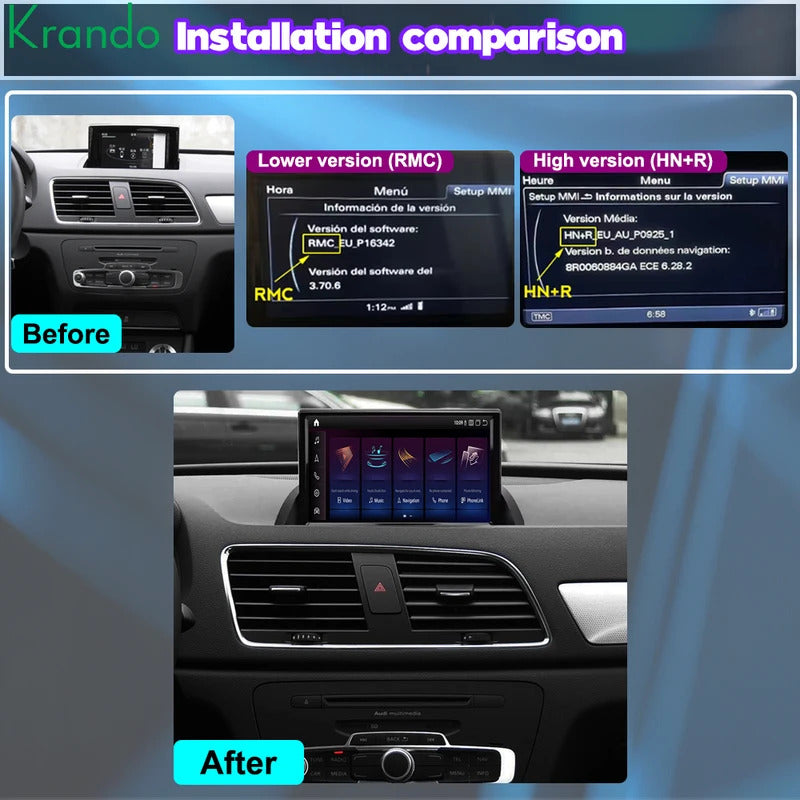 Krando 8'' Car Radio For AUDI Q3 2013-2020 Wireless CarPlay Android Auto Multimedia Player display GPS Head Unit