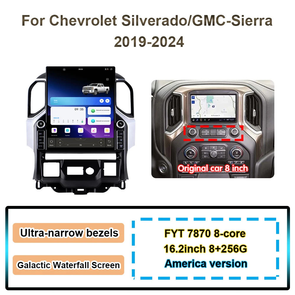 Krando 16.2 Inch DVD Auto Carplay Android Auto Radio For Chevrolet Silverado/GMC-Sierra 2019-2024 CarPlay HD Touch Screen Head