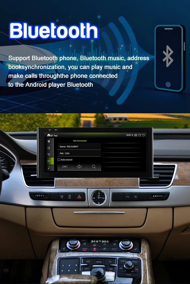 Krando 12.3 Inch Android Auto Radio Screen For AUDI A8 2010-2017 CarPlay HD Touch Screen Head