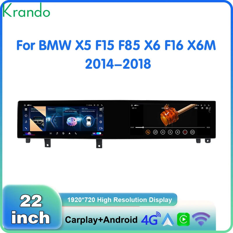 Krando 22'' Multimedia Video Android Auto GPS For BMW X5 F15 F85 X6 F16 X6M 2014-2018 Video Player Stereo Auto GPS Navigation