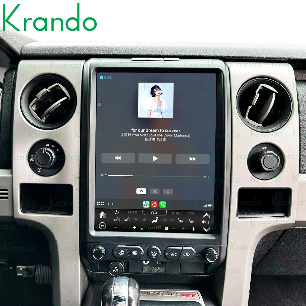 Krando 13.6" android verticial screen car radio navigation stereo For Ford F150 2009-2014 Multimedia GPS System Player headunit touch screen carplay android auto