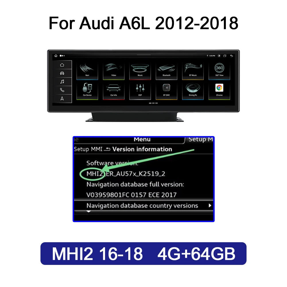 Krando 14.9 Inch Auto NBT System For AUDI A6/A6L/A7 2012 Stereo Multimedia Player GPS Navigation CarPlay HD Touch Screen Head