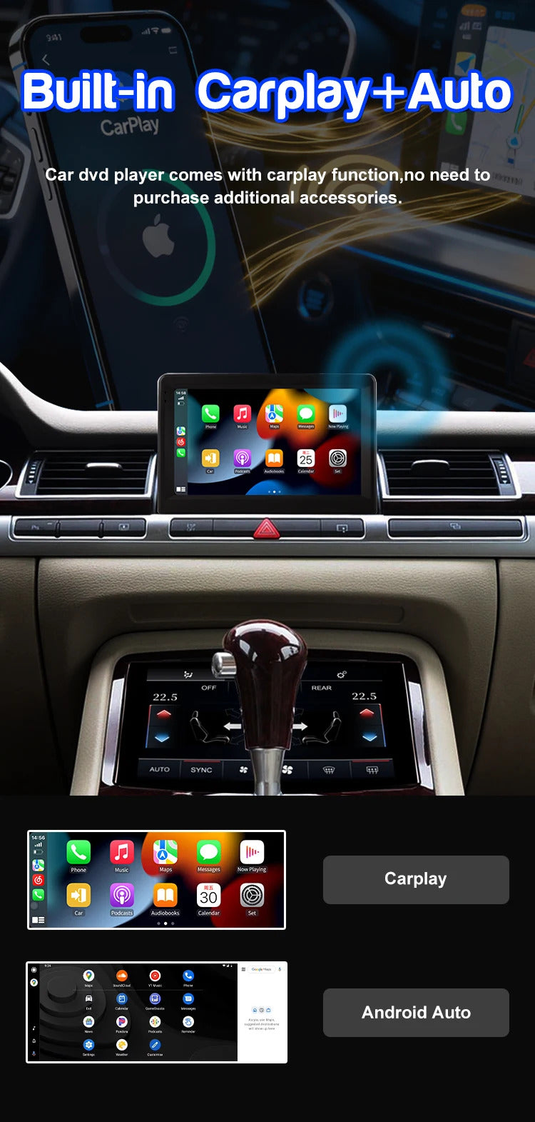 Krando 7'' Car Radio Auto GPS Carplay Android For AUDI A8 2003-2009 Car Multimedia GPS 4G autoradio