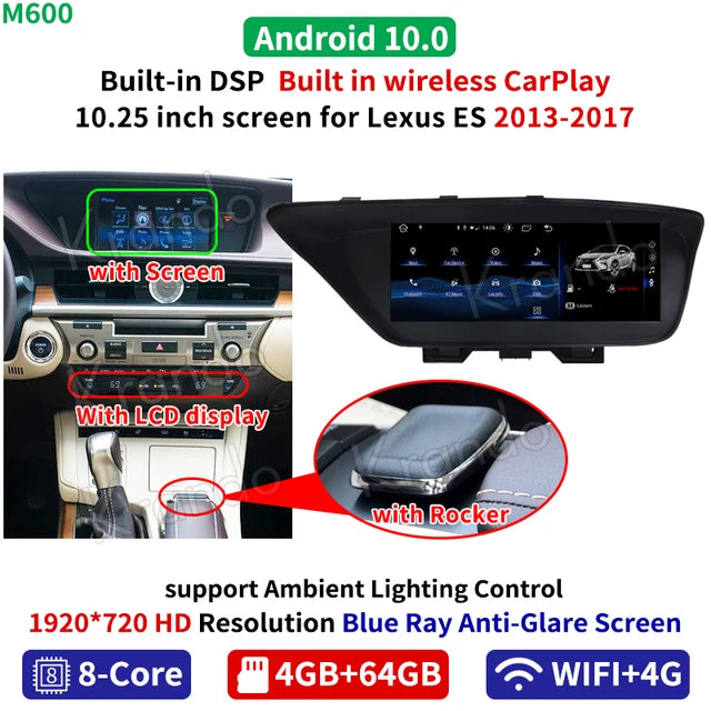 Krando 10.25" Android Car Radio Gps For Lexus ES250 ES300 ES350 2013-2018 multimedia head unit stereo navigation system carplay android auto 4g sim
