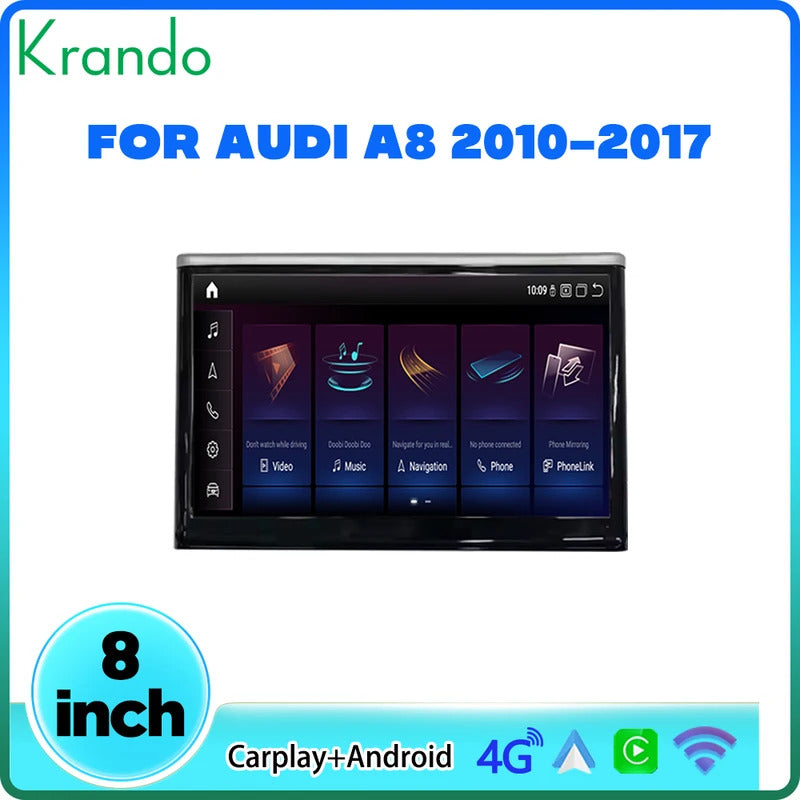 Krando 8 Inch Auto GPS Navigation For AUDI A8 2010-2017 Stereo Multimedia Player GPS Navigation CarPlay Screen Head
