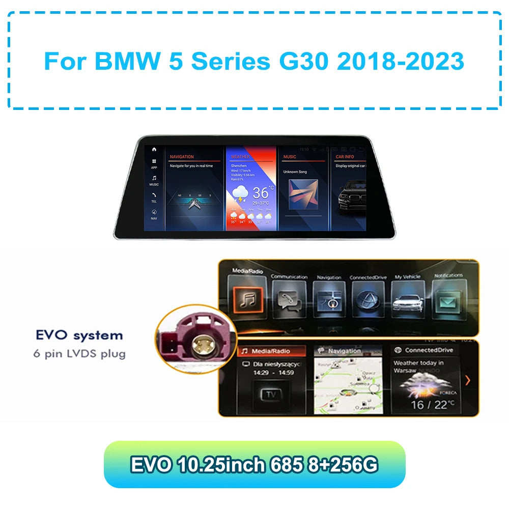 Krando 10.25/12.3 Inch Car Radio Navigation Play For BMW 5 Series G30 2018- Multimedia Player GPS Navigation Screen Head