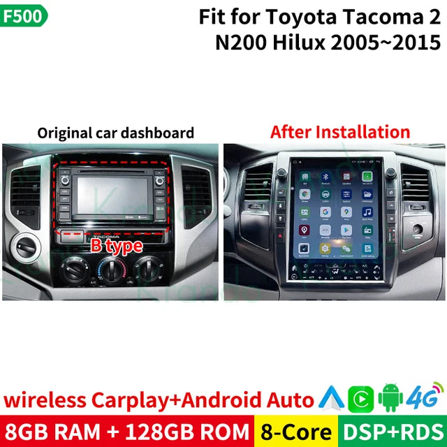 Krando 13" verticial screen Car Radio GPS Android For TOYOTA Tacoma 2 N200 Hilux 2005-2015 Navigaion stereo Multimedia Head Unit Tesla style carplay android auto