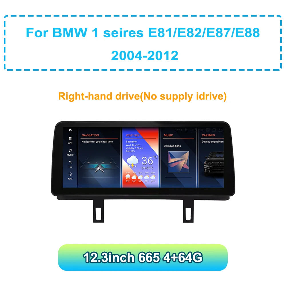 Krando 12.3 Inch Car Radio Carplay For BMW 1 seires E87/E81/E88 Stereo Multimedia Player GPS Navigation CarPlay HD Touch