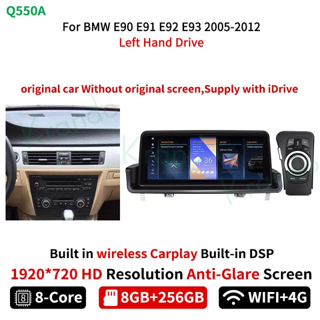 Krando Android 10.25'' Car Radio GPS stereo For BMW 3 Series E90 E91 E92 E93 320d 2005 - 2012 head unit navigation multimedia system wireless carplay android auto