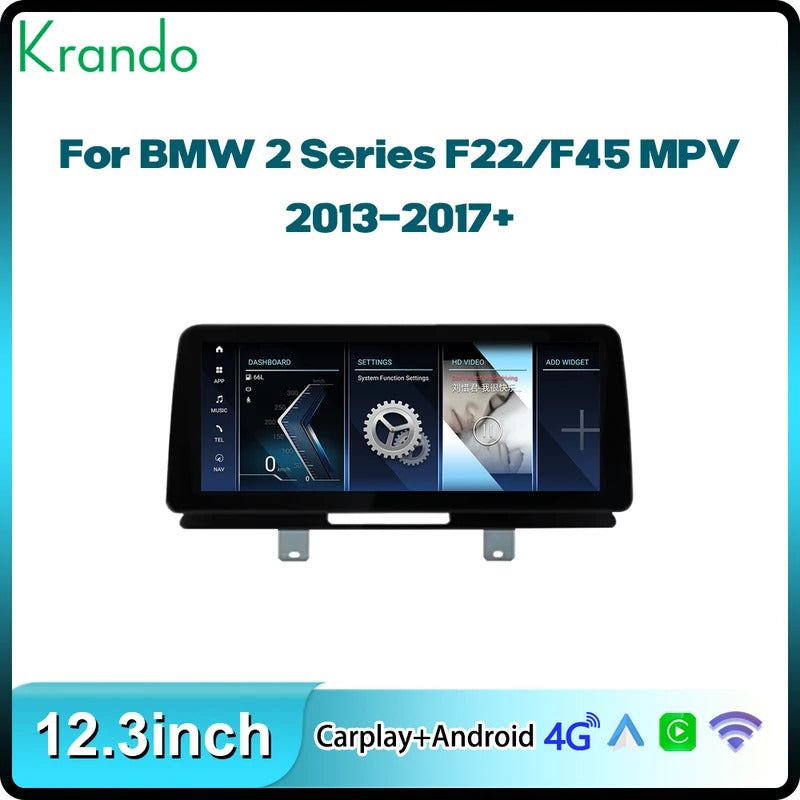 Krando 12.3'' Carplay Navigation Carplay HD Car Radio For BMW 2 Series F22/F45 MPV DVD Video Player Stereo Auto GPS Navigation