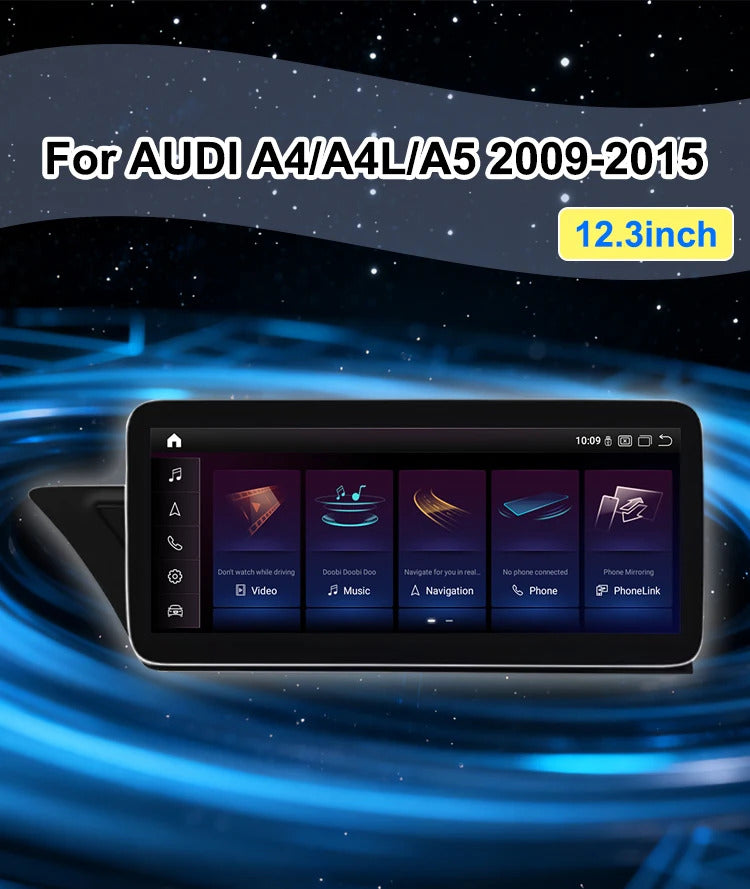 Krando 12.3 inch Auto Stereo Autoradio CarPlay Bluetooth For AUDI A4/A4L/A5 2009-2015 Car Radio Multimedia Player WIFI