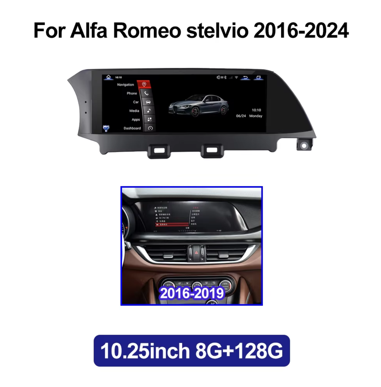 Krando 10.25" Android car radio gps stereo For Alfa Romeo Stelvio 2017-2018 touch screen head unit navigation multimedia Player system Wireless Carplay Wifi 4g