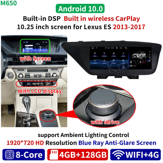 Krando 10.25" Android Car Radio Gps For Lexus ES250 ES300 ES350 2013-2018 multimedia head unit stereo navigation system carplay android auto 4g sim