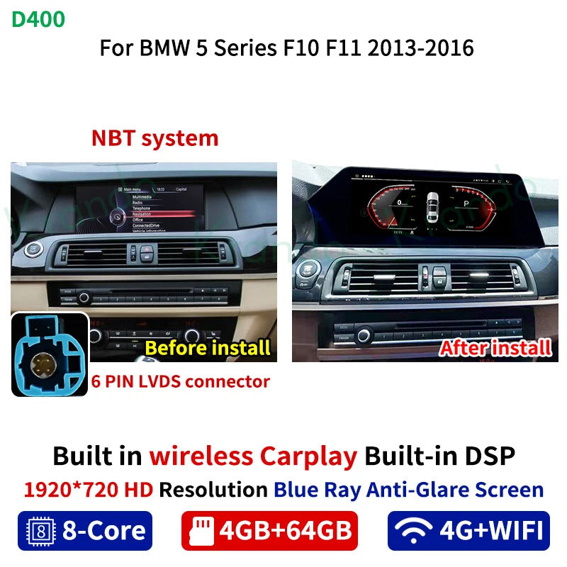 Krando 12.3 Inch Car Radio Android For BMW BMW 5 Series F10/F11 2011-2012 Multimedia Player GPS Navigation CarPlay Screen Head