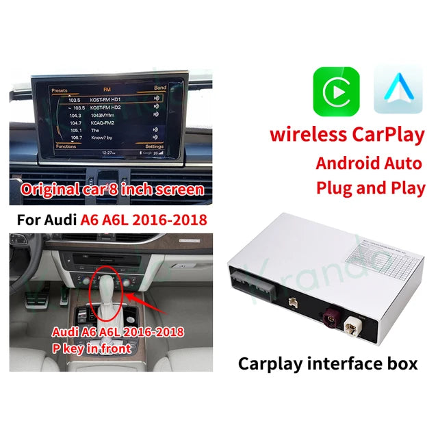 Krando Wireless ANDROID AUTO Apple CarPlay Interface MODULE Box For Audi A6 A6L A7 A7L 2005 - 2020 MMI 3G RMC MHI2 Siri Control UPGRADE BOX