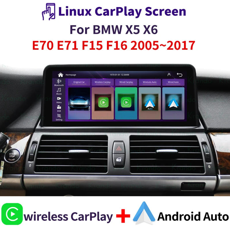 Krando 10.25 Inch Car Radio Android Auto NBT For BMW X5 E70/X6 E71 2007-2014 Multimedia Player GPS Navigation CarPlay HD Touch