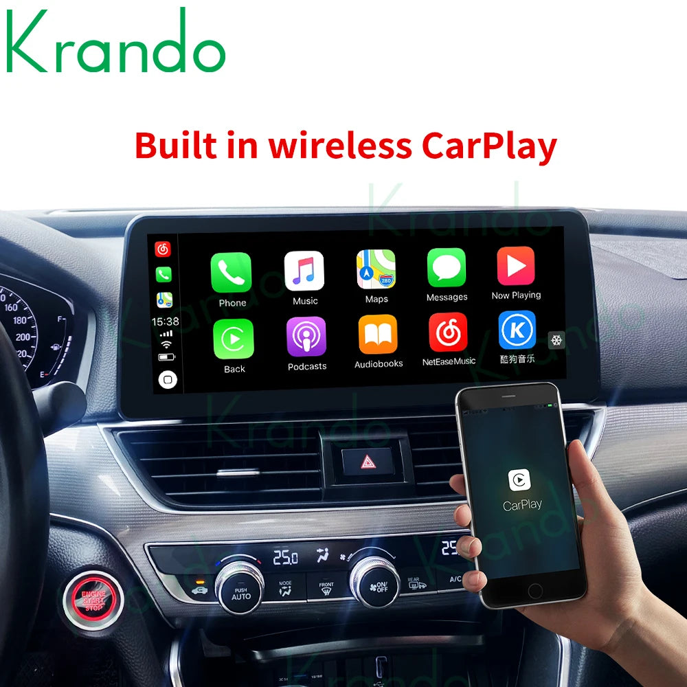 Krando 12.3" android car radio gps For Honda Accord 10 2018-2021 navigation stereo head unit multimedia system wifi 4g sim card carplay android auto