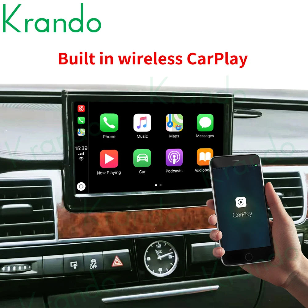 Krando 8'' Android car radio gps stereo For Audi A8 A8L D4 2012 - 2016 head unit navigation multimedia system carplay android auto 4g sim oem style