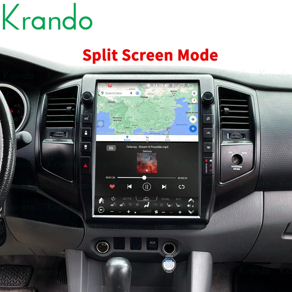 Krando 13" verticial screen Car Radio GPS Android For TOYOTA Tacoma 2 N200 Hilux 2005-2015 Navigaion stereo Multimedia Head Unit Tesla style carplay android auto