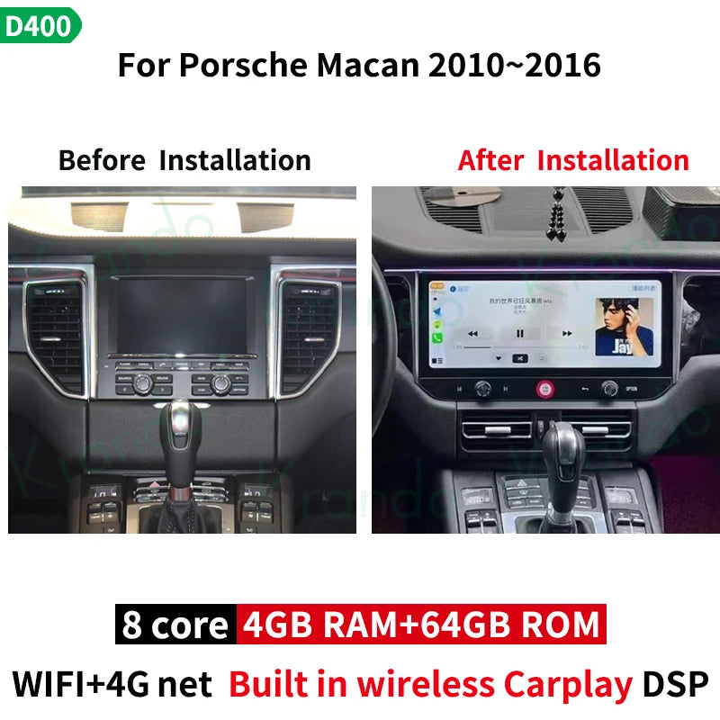 Krando 12.3'' Car Radio GPS For Porsche Macan 2012 - 2016 Android head unit navigation stereo multimedia system carplay android auto 4g sim card