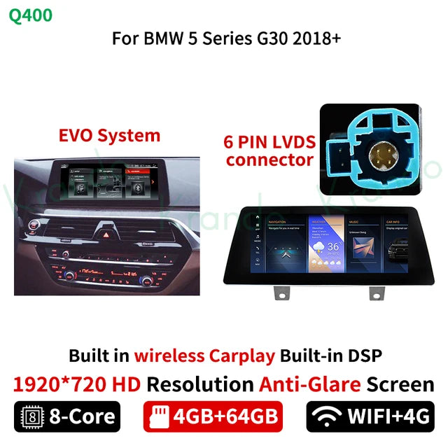 Krando 10.25'' Android Car Radio GPS For BMW 5 Series G30 EVO 2018 - 2020 Autoradio Stereo navigation multimedia system player wifi 4g carplay android auto