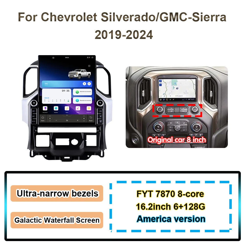 Krando 16.2 Inch DVD Auto Carplay Android Auto Radio For Chevrolet Silverado/GMC-Sierra 2019-2024 CarPlay HD Touch Screen Head