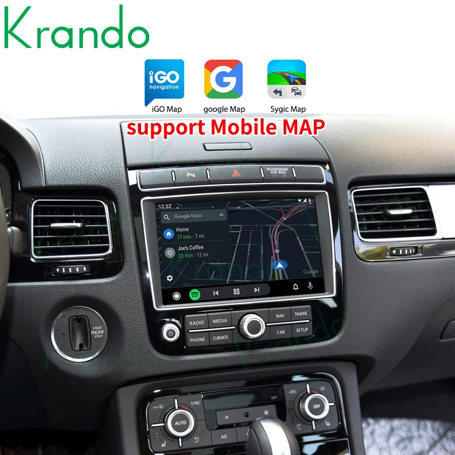 Krando Android Auto Wireless Apple CarPlay Interface Module For Volkswagen Touareg 2011-2018 Reverse Camera Upgrade BOX