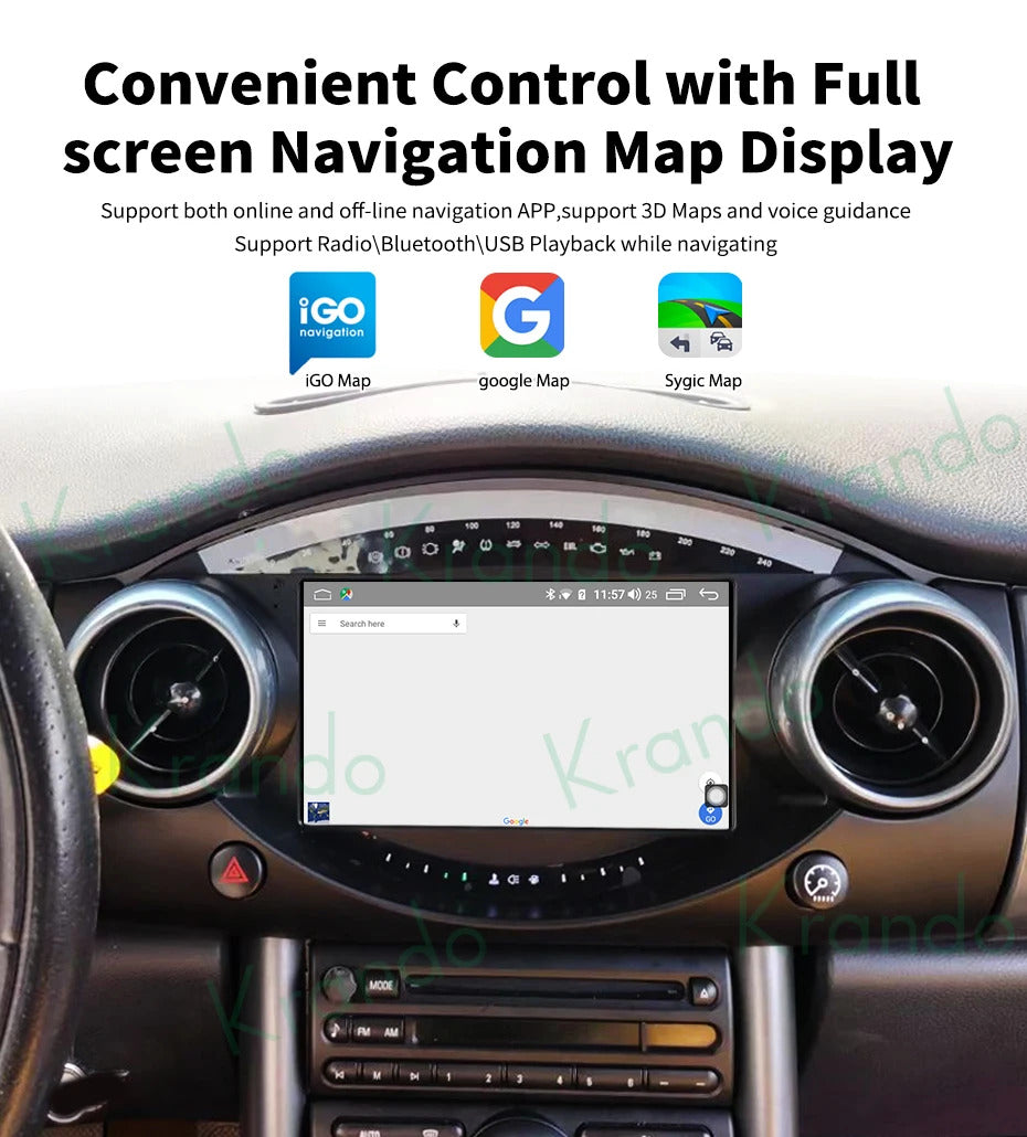 Krando 7 Inch Android  Multimedia For BMW Mini Cooper R50 R52 R53 2000-2007 Auto Radio Stereo Head Unit GPS Navigation