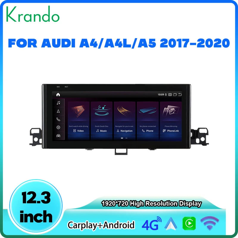 Krando 12.3 Inch DVD Auto NBT System For AUDI A4/A4L/A5 2017-2020 SNavigation CarPlay HD Touch Screen Head