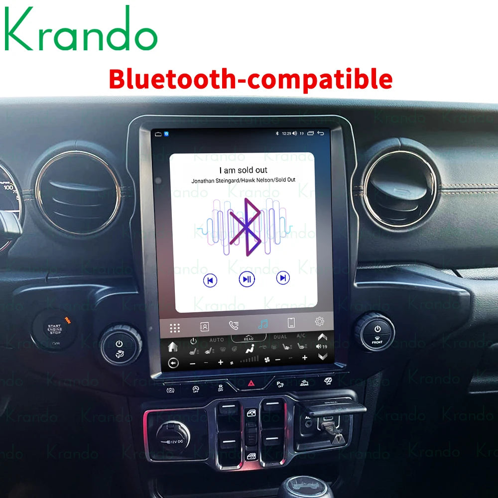 Krando 12.1"  verticialscreen Car Android GPS Navigation For Jeep Wrangler JL 2018-2022 Stereo Carplay Autoradio Multimedia Tesla style Touch Screen head unit