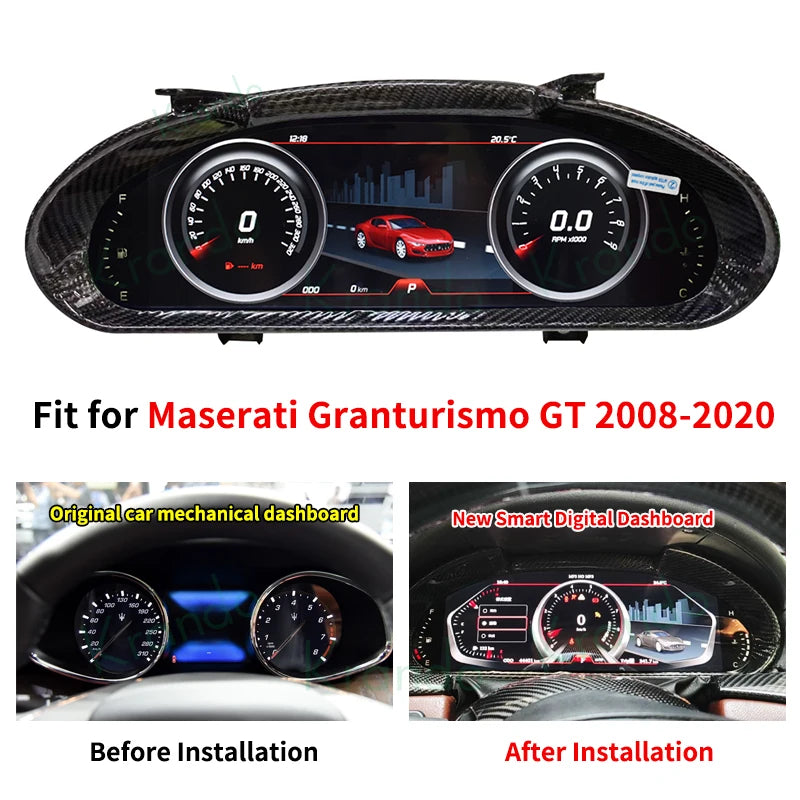 Krando 12.3'' Linux Car Digital Cluster For Maserati Granturismo GT 2008 - 2020 LCD Dashboard Panel Virtual Instrument CockPit