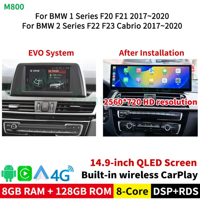 Krando 14.9''android car radio gps autoradio For BMW 1 Series 2 Series F20 F22 F23 F45 2011-2020 touch screen stereo navigation system Wireless Carplay 4G Wifi GPS Head Unit multimedia