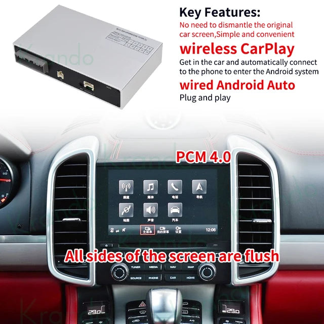 Krando Wireless Apple CarPlay Android Auto Interface module Box For Porsche Cayenne panamera macan 911 957 955 958 PCM 3.1 4.0 Siri Control BT camera active