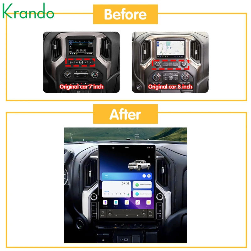 Krando 16.2 Inch DVD Auto Carplay Android Auto Radio For Chevrolet Silverado/GMC-Sierra 2019-2024 CarPlay HD Touch Screen Head