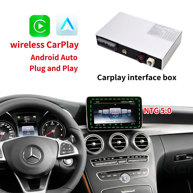 Krando Wireless Apple CarPlay interface Module box For Mercedes Benz C W204 GLC W205 2008-2018 ntg 4.0 4.5 5.0 Android Auto siri camera active