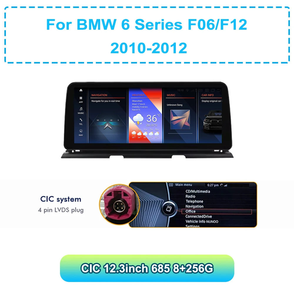 Krando 12.3'' Auto GPS Android Navigation car radio For BMW 6 Series F06/F12 2010-2017 Video Player Stereo Carplay 5G