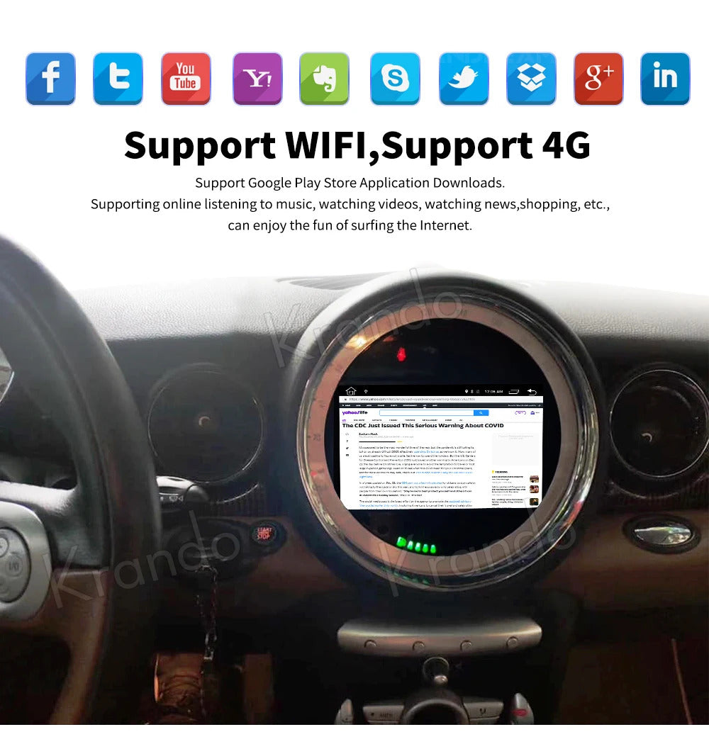Krando 7'' GPS Auto Android Navigation For Mini Cooper R60 2006-2013 Video Player Stereo Carplay 5G