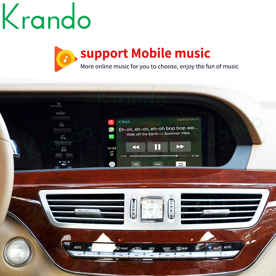 Krando Wireless Android Auto Apple CarPlay Interface module For Mercedes Benz S Class W221 2005 - 2013 NTG 3.0 3.5 Siri Control camera active upgrade box