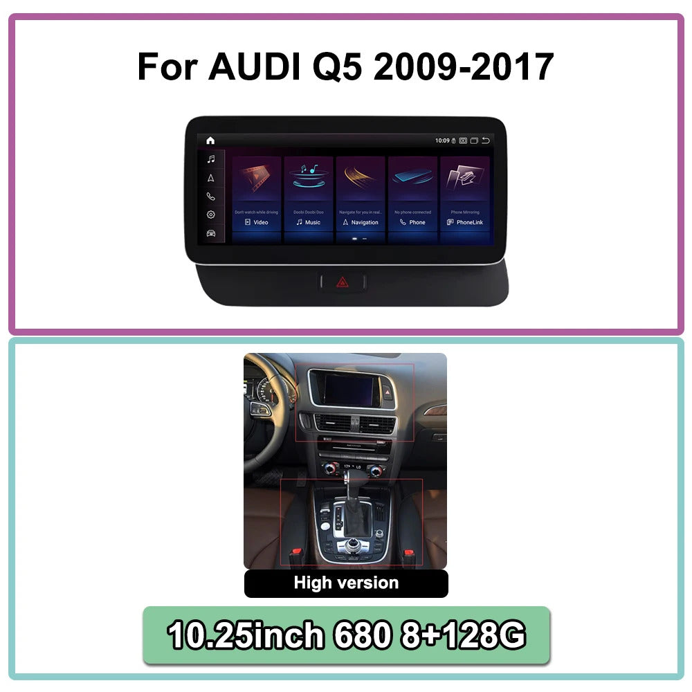 Krando 10.25 Inch Auto GPS Navigation Car Radio For AUDI Q5 2009-2017 Multimedia Player GPS Navigation CarPlay HD Touch