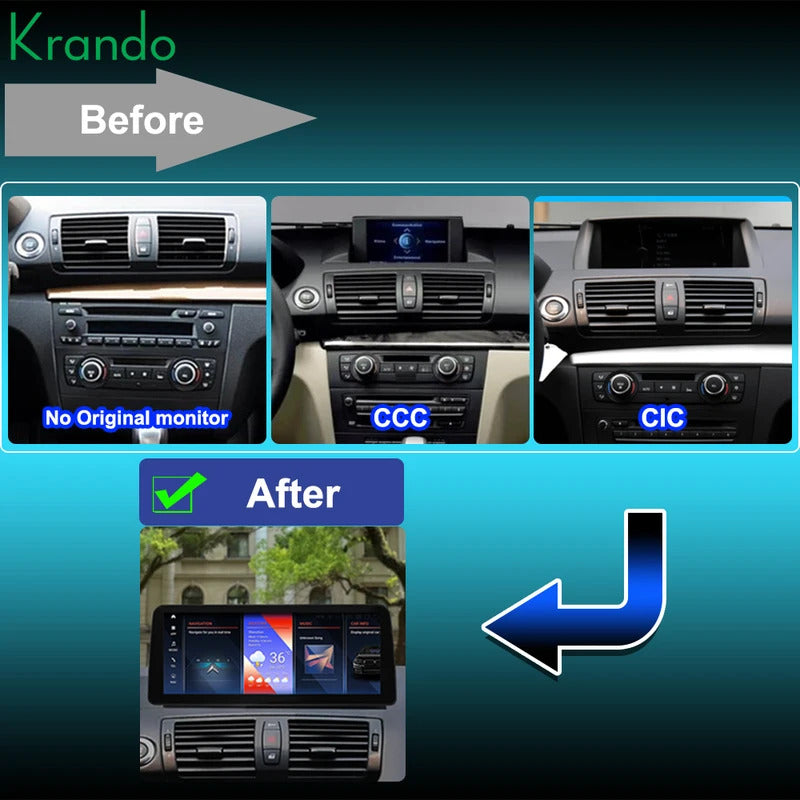 Krando 12.3 Inch Car Radio Carplay For BMW 1 seires E87/E81/E88 Stereo Multimedia Player GPS Navigation CarPlay HD Touch