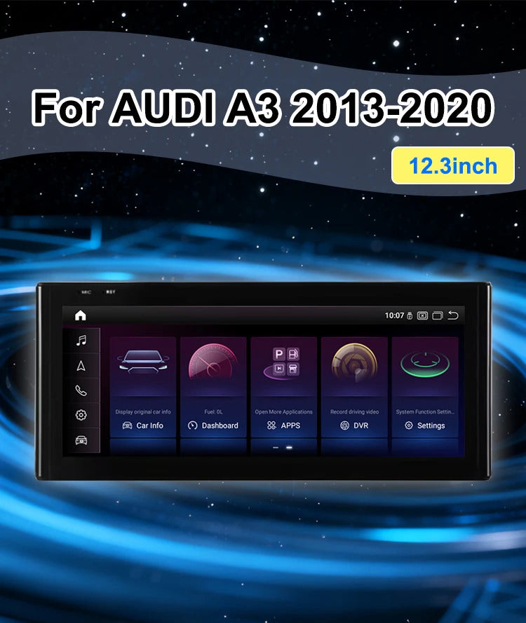 Krando 12.3 Inch Android Auto Radio  Screen For AUDI A3 2013-2020 CarPlay HD Touch Screen Head