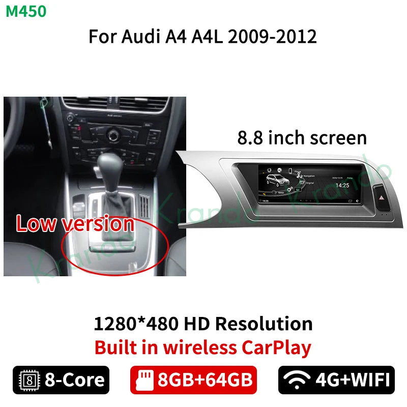 Krando 8.8" Android 13 Autoradio For Audi A4 A4L A5 2009 - 2016 Car radio gps navigation multimedia system carplay android auto