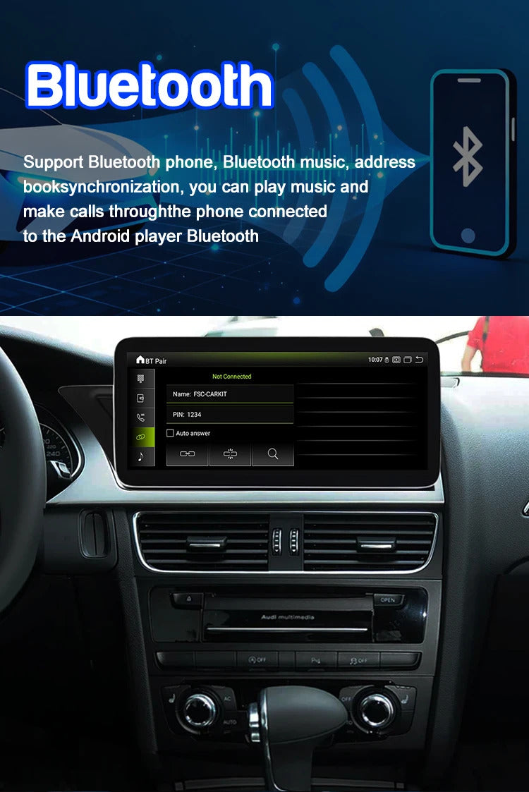 Krando 12.3 inch Auto Stereo Autoradio CarPlay Bluetooth For AUDI A4/A4L/A5 2009-2015  Car Radio Multimedia Player WIFI