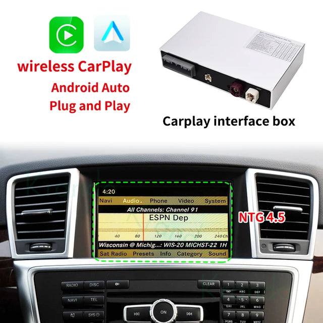 Krando Wireless Apple CarPlay Interface Module Box For Mercedes Benz ML GL W166 GLE GLS 4.5 5.0 2011-2016 active Rear camera