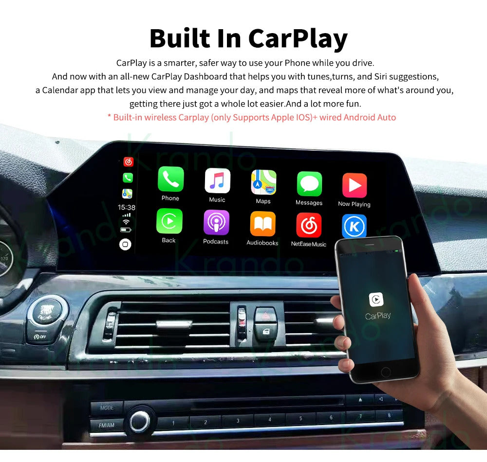 Krando 12.3 Inch Car Radio Android For BMW BMW 5 Series F10/F11 2011-2012 Multimedia Player GPS Navigation CarPlay Screen Head