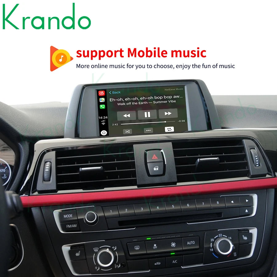 Krando Wireless android auto Apple CarPlay Interface module For BMW 1 Series F20 E87 2 Series F22 3 Series F30 4 Series F32 F36 NBT EVO upgrade box