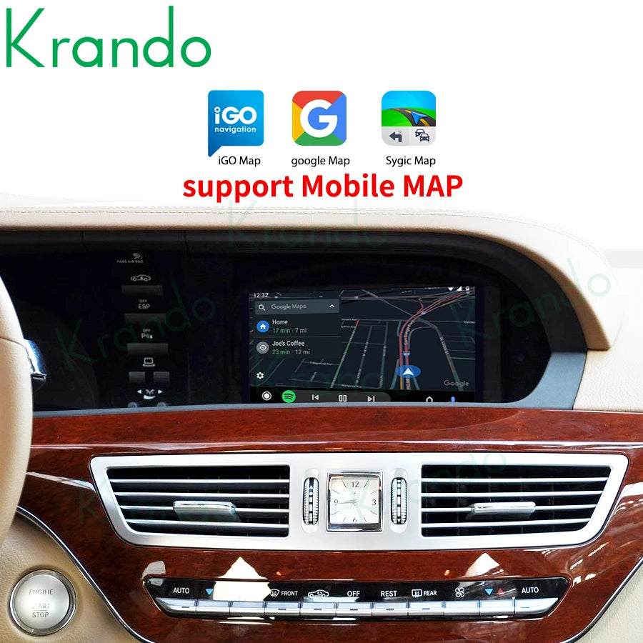 Krando Wireless Android Auto Apple CarPlay Interface module For Mercedes Benz S Class W221 2005 - 2013 NTG 3.0 3.5 Siri Control camera active upgrade box