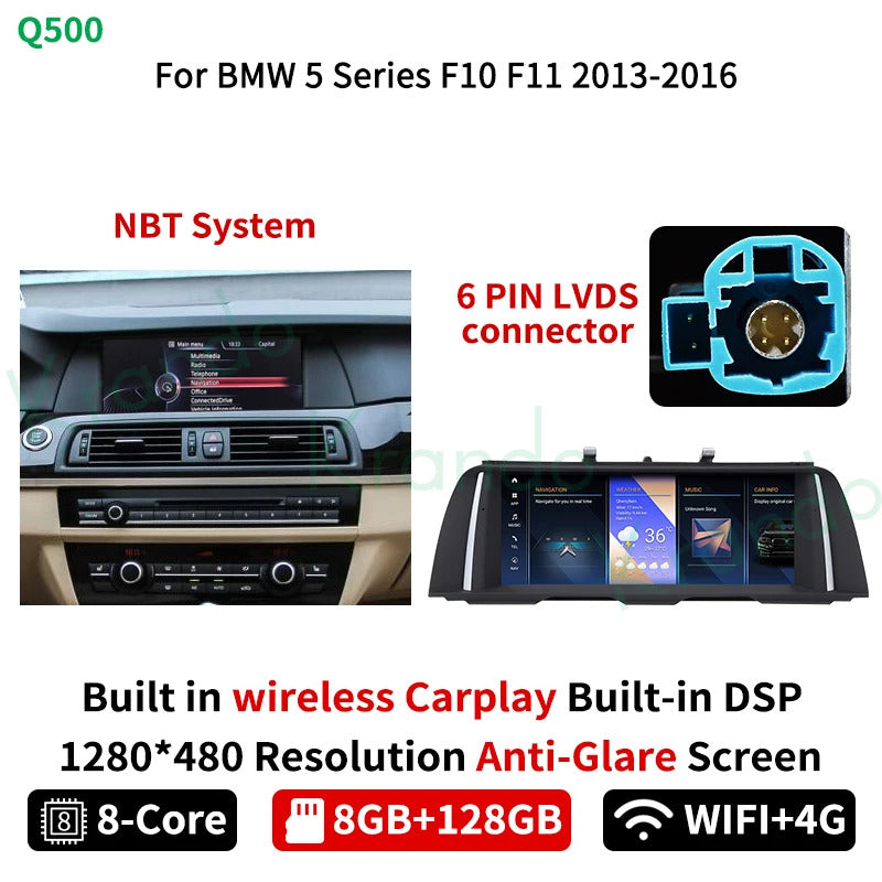Krando 10.25 Car Carplay Android 4G  For BMW 5 Series F10/F11 2011-2012 Stereo Multimedia Player GPS Navigation CarPlay HD Touch